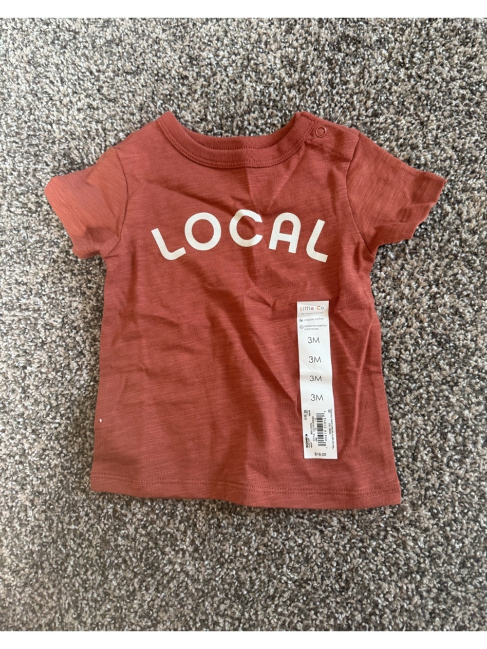 NWT Little Co. Baby Boy LOCAL Rust Red Baby Tee - 3 Months
